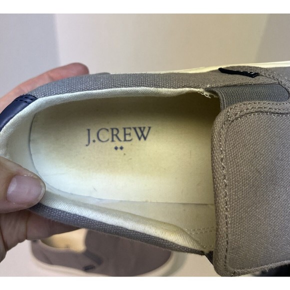 J Crew Mens Explorer Canvas Slip-on Sneaker Sz 8 Gray Coastal Casual Comfortable - Picture 6 of 10